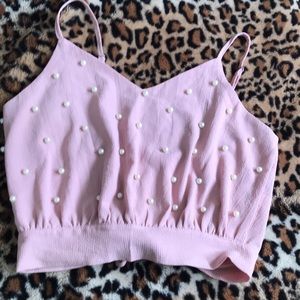 Size small pink and pearl crop top